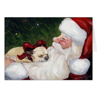 "Chihuahua Cozy Christmas" Dog Art Greeting Card