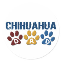 CHIHUAHUA Dad Paw Print 1 Round Sticker
