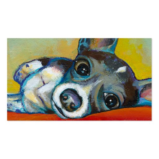 Chihuahua dog art - adorable fun portrait painting business card template (front side)