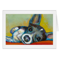 Chihuahua dog art - adorable fun portrait painting card