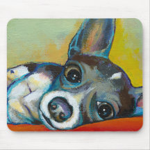 Chihuahua dog art - adorable fun portrait painting mouse pads