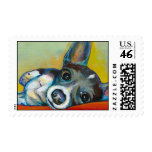 Chihuahua dog art - adorable fun portrait painting postage