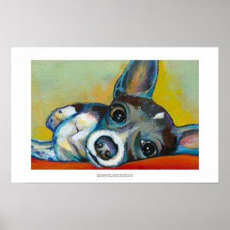 Chihuahua dog art - adorable fun portrait painting print