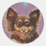 Chihuahua - fun colorful cute original painting round stickers