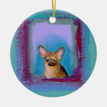 Chihuahua fun cute little toy dogs unique art christmas ornament