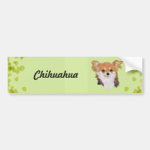 Chihuahua ~ Green Leaves Design Bumper Stickers