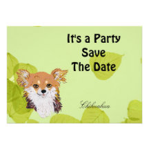 Chihuahua ~ Green Leaves Design Custom Announcement