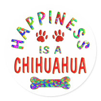 Chihuahua Happiness Round Stickers