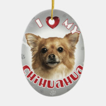 Chihuahua Long Hair Christmas Tree Ornament