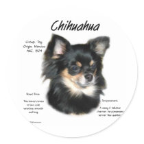 Chihuahua (long) History Design Round Stickers