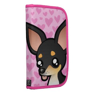 Cartoon Black and Tan Chihuahua Love Folio Cartoon Black and Tan Chihuahua Pink Love Hearts Folio
