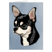 Chihuahua negra y tarjeta del moreno