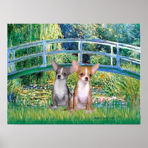 Chihuahua Pair - Lily Pond Bridge print