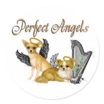 Chihuahua Perfect Angels Round Stickers