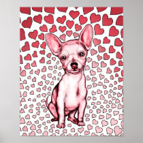 Chihuahua Pink Hearts Valentine's Day posters