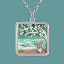 Chihuahua spiritual tree love heart necklaces