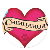 Chihuahua Tattoo Heart Stickers