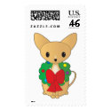 Chihuahua with Christmas Wreath postage by Maria_K_Bell Chihuahua with Christmas Wreath postage