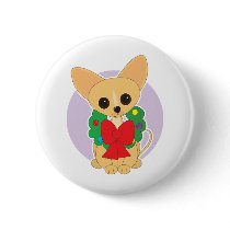Chihuahua Wreath Pinback Button