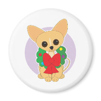 Chihuahua Wreath Refrigerator Magnet