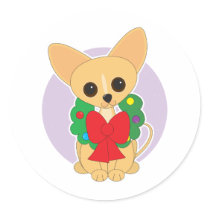 Chihuahua Wreath Round Sticker