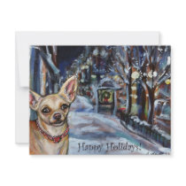 Chihuahua xmas wintry scene invitations by zadajeanne Chihuahua xmas wintry scene invitations