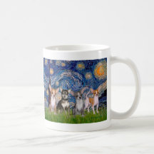 Chihuahuas (four) - Starry Night Coffee Mugs