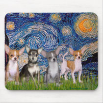 Chihuahuas (four) - Starry Night mousepads by masterpiecedogs Chihuahuas (four) - Starry Night mousepads