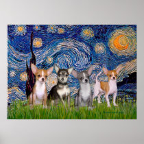 Chihuahuas (four) - Starry Night Posters
