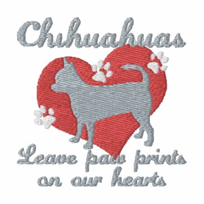 Chihuahuas Leave Paw Prints Pink Women's Embroidered Hooded Sweatshirt by MenagerieMayhem