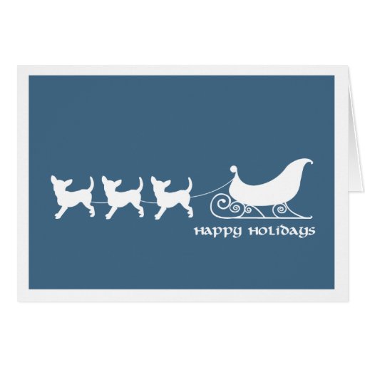 Chihuahuas Pulling Santa's Sleigh Cards