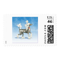 Chiinese Crested Hairless Dog with Writiing Postage Stamp
