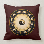 Chiinese Zodiac Wheel Throw Pillow