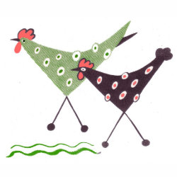 Chikens, run! folk art tote bag bag