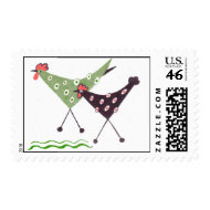 Chikens, run! postage stamp stamp