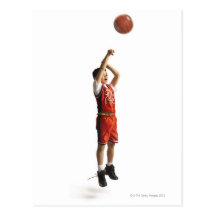 child african american male basketball player in postcard