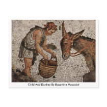 Child And Donkey By Byzantine Mosaicist Postcards