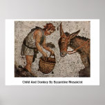Child And Donkey By Byzantine Mosaicist Poster