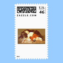 Child and Sleeping dog postage