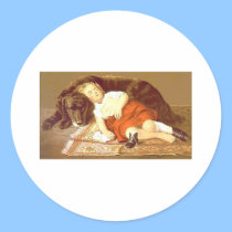 Child and Sleeping dog stickers