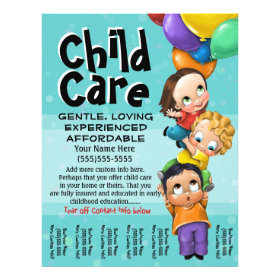 Child Care. Babysitting. Day Care. Tear sheet Flyer Design