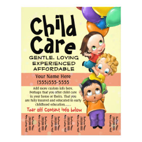 Child Care. Babysitting. Day Care. Tear sheet Custom Flyer