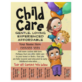 Child Care. Babysitting. Day Care. Tear sheet Custom Flyer