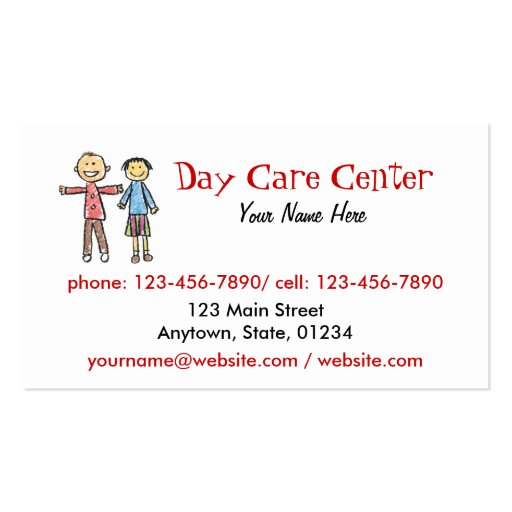 Child Care Business Card (back side)