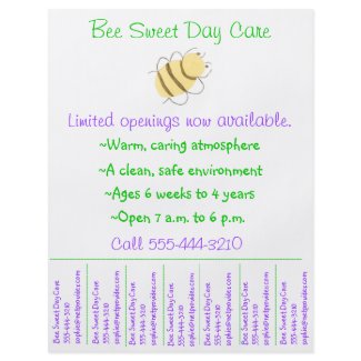 Child care flyer / day care flyer w/ tear-off info flyer