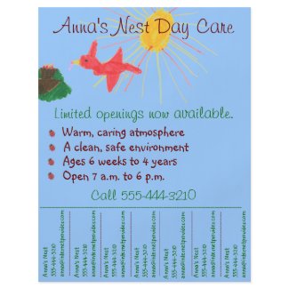 Child care flyer / day care flyer w/ tear-off info flyer