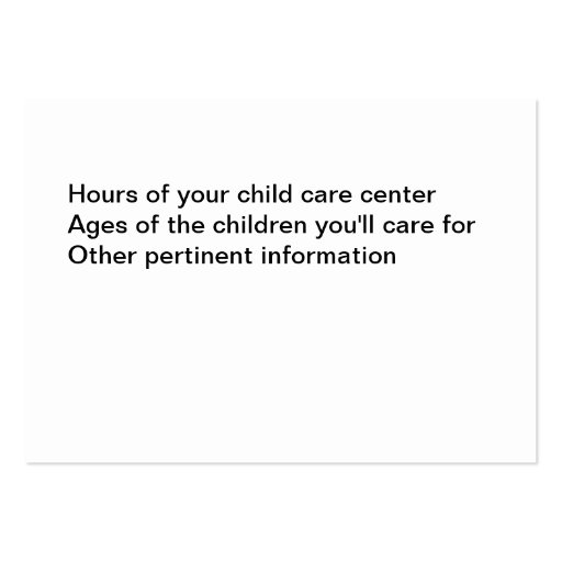 Child Care Stairway Business Cards (back side)
