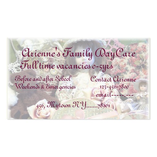 Child Care Vintage Business Card (back side)