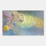 Child Creating with Color Rectangle Stickers