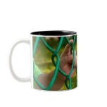 Child finger on fence coffee mug